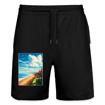 Saltburn By The Sea Angleterre Royaume-Uni Affiche de voyage WPA - Short de jogging bio TRAINER Stanley/Stella unisexe - noir - Devant - Nik (191cm) & Marisol (170cm)