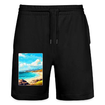Isle Of Harris Scotland Uk Vintage Travel Poster - Stanley/Stella Trainer Unisex Organic Jogging Shorts - black - Front - Nik (191cm) & Marisol (170cm)