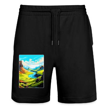 Île de Skye Écosse Royaume-Uni Affiche De Voyage Vintage WPA - Short de jogging bio TRAINER Stanley/Stella unisexe - noir - Devant - Nik (191cm) & Marisol (170cm)