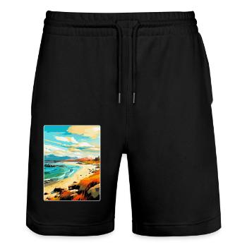 Isle Of Harris Scotland Uk Vintage Travel Poster - Stanley/Stella Trainer Unisex Organic Jogging Shorts - black - Front - Nik (191cm) & Marisol (170cm)