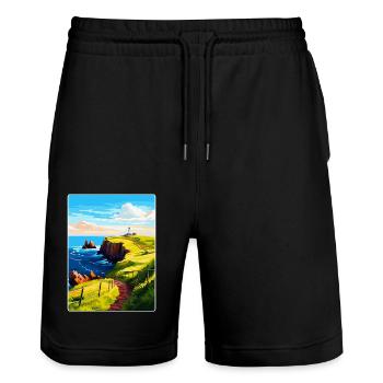 St Abbs Head Schottland Uk Vintage Reiseposter WPA - Stanley/Stella Unisex Bio Joggingshorts Trainer  - Schwarz - Vorne - Nik (191cm) & Marisol (170cm)