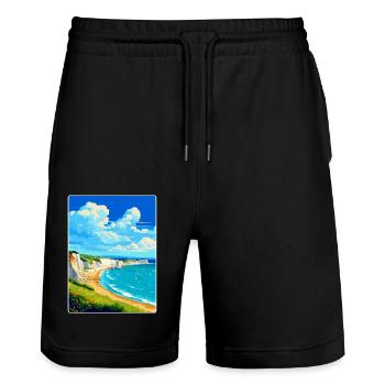 Isle Of Wight Vintage Reiseposter WPA Souvenir - Stanley/Stella Unisex Bio Joggingshorts Trainer  - Schwarz - Vorne - Nik (191cm) & Marisol (170cm)