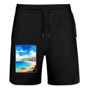 St Ives Cornwall England Uk Vintage Travel Poster - Stanley/Stella Trainer Unisex Organic Jogging Shorts - black - Front - Nik (191cm) & Marisol (170cm)