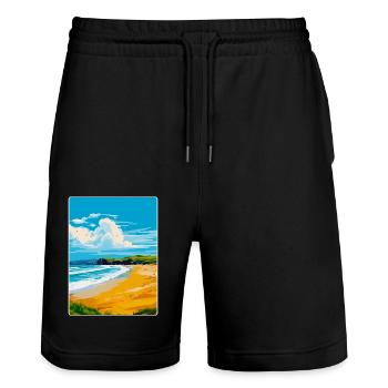 Whitesands Bay Pembrokeshire Coast Affiche de voyage - Short de jogging bio TRAINER Stanley/Stella unisexe - noir - Devant - Nik (191cm) & Marisol (170cm)