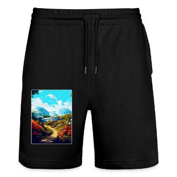 Eden Project Angleterre Royaume-Uni Affiche de voyage Souvenir WPA - Short de jogging bio TRAINER Stanley/Stella unisexe - noir - Devant - Nik (191cm) & Marisol (170cm)