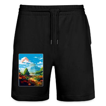 Kew Gardens England Uk Reise Poster Souvenir WPA - Stanley/Stella Unisex Bio Joggingshorts Trainer  - Schwarz - Vorne - Nik (191cm) & Marisol (170cm)