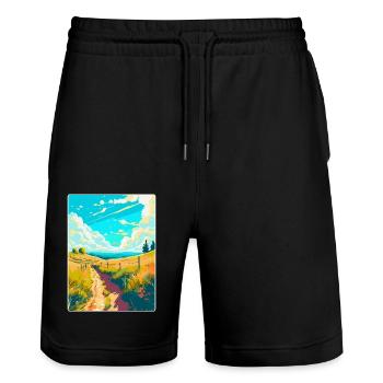 Ridgeway National Trail Travel Poster Souvenir WPA - Stanley/Stella Trainer Unisex Organic Jogging Shorts - black - Front - Nik (191cm) & Marisol (170cm)