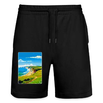 Dorset Uk Vintage Reiseposter Souvenir WPA - Stanley/Stella Unisex Bio Joggingshorts Trainer  - Schwarz - Vorne - Nik (191cm) & Marisol (170cm)