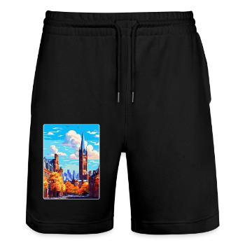 Manchester Angleterre Royaume-Uni Affiche de voyage Souvenir WPA - Short de jogging bio TRAINER Stanley/Stella unisexe - noir - Devant - Nik (191cm) & Marisol (170cm)