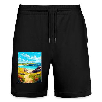Îles Scilly Uk Affiche de voyage vintage souvenir - Short de jogging bio TRAINER Stanley/Stella unisexe - noir - Devant - Nik (191cm) & Marisol (170cm)