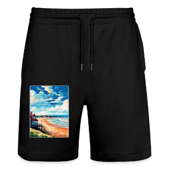 Saltburn By The Sea Angleterre Royaume-Uni Affiche de voyage WPA - Short de jogging bio TRAINER Stanley/Stella unisexe - noir - Devant - Nik (191cm) & Marisol (170cm)