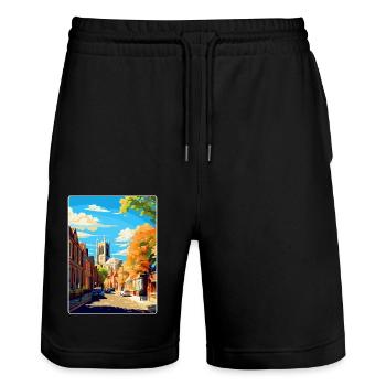 Richmond Angleterre Royaume-Uni Affiche de voyage vintage souvenir - Short de jogging bio TRAINER Stanley/Stella unisexe - noir - Devant - Nik (191cm) & Marisol (170cm)