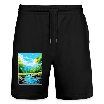 Golitha Falls Angleterre Royaume-Uni Affiche de voyage souvenir - Short de jogging bio TRAINER Stanley/Stella unisexe - noir - Devant - Nik (191cm) & Marisol (170cm)