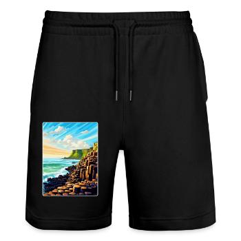 Giant Causeway Irland Uk Reiseposter Souvenir - Stanley/Stella Unisex Bio Joggingshorts Trainer  - Schwarz - Vorne - Nik (191cm) & Marisol (170cm)