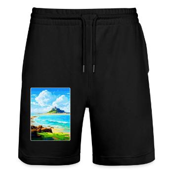 Marazion Cornwall England Uk Travel Poster WPA - Stanley/Stella Trainer Unisex Organic Jogging Shorts - black - Front - Nik (191cm) & Marisol (170cm)