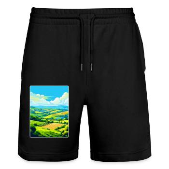 Camel Valley Cornwall England Großbritannien Reiseplakat WPA - Stanley/Stella Unisex Bio Joggingshorts Trainer  - Schwarz - Vorne - Nik (191cm) & Marisol (170cm)