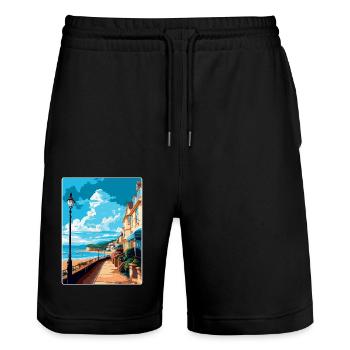 Teignmouth Angleterre Royaume-Uni Affiche de voyage Souvenir WPA - Short de jogging bio TRAINER Stanley/Stella unisexe - noir - Devant - Nik (191cm) & Marisol (170cm)
