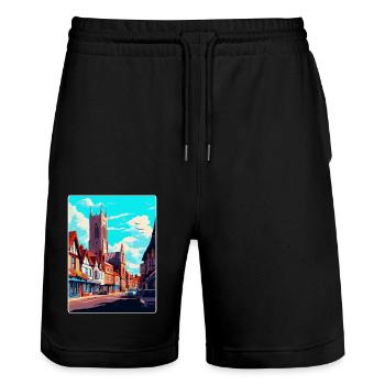 Hereford, England, Vereinigtes Königreich, Vintage, Reiseposter, Souvenir - Stanley/Stella Unisex Bio Joggingshorts Trainer  - Schwarz - Vorne - Nik (191cm) & Marisol (170cm)