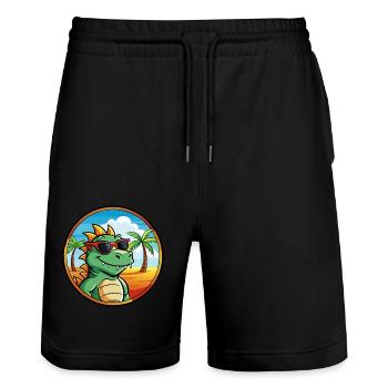 Dragon Funny Cartoon Summer Beach Sunglasses Cool - Stanley/Stella Trainer Unisex Organic Jogging Shorts - black - Front - Nik (191cm) & Marisol (170cm)