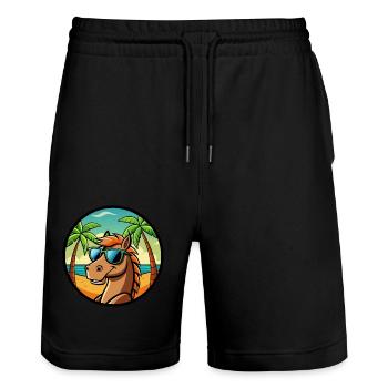 Cheval Drôle Dessin Animé Plage D’été Lunettes De Soleil Cool - Short de jogging bio TRAINER Stanley/Stella unisexe - noir - Devant - Nik (191cm) & Marisol (170cm)