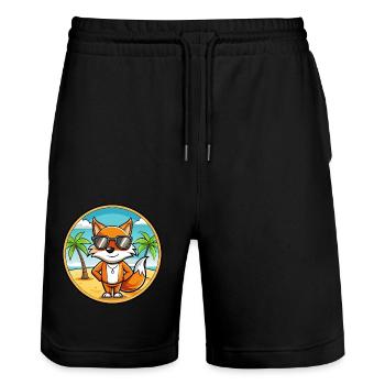 Renard Funny Cartoon Lunettes de soleil de plage d’été Autocollant - Short de jogging bio TRAINER Stanley/Stella unisexe - noir - Devant - Nik (191cm) & Marisol (170cm)