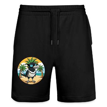 Magpie Drôle Dessin Animé Plage De Plage Lunettes Cool - Short de jogging bio TRAINER Stanley/Stella unisexe - noir - Devant - Nik (191cm) & Marisol (170cm)