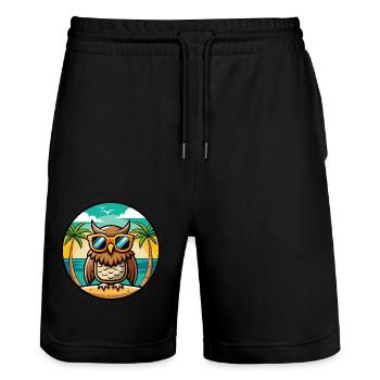 Eule Lustige Cartoon Sommer Strand Sonnenbrille Aufkleber - Stanley/Stella Unisex Bio Joggingshorts Trainer  - Schwarz - Vorne - Nik (191cm) & Marisol (170cm)