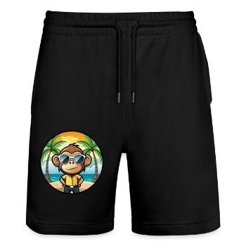 Affe Lustige Cartoon Sommer Strand Sonnenbrille Cool - Stanley/Stella Unisex Bio Joggingshorts Trainer  - Schwarz - Vorne - Nik (191cm) & Marisol (170cm)