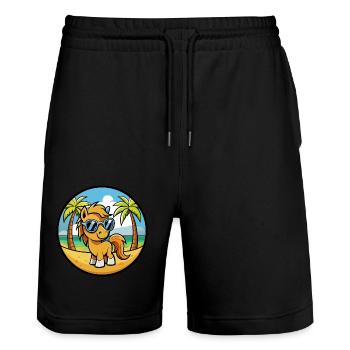 Pony Lustige Cartoon Sommer Strand Sonnenbrille Aufkleber - Stanley/Stella Unisex Bio Joggingshorts Trainer  - Schwarz - Vorne - Nik (191cm) & Marisol (170cm)
