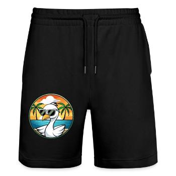 Schwan Lustige Cartoon Sommer Strand Sonnenbrille Aufkleber - Stanley/Stella Unisex Bio Joggingshorts Trainer  - Schwarz - Vorne - Nik (191cm) & Marisol (170cm)