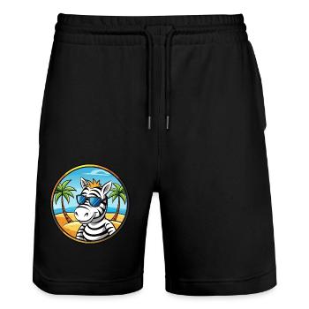 Zebra Lustige Cartoon Sommer Strand Sonnenbrille Cool - Stanley/Stella Unisex Bio Joggingshorts Trainer  - Schwarz - Vorne - Nik (191cm) & Marisol (170cm)