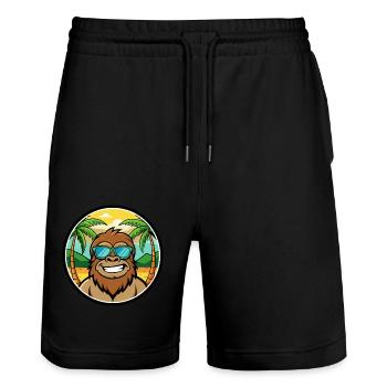 Bigfoot Lustige Cartoon Sommer Strand Sonnenbrille Cool - Stanley/Stella Unisex Bio Joggingshorts Trainer  - Schwarz - Vorne - Nik (191cm) & Marisol (170cm)