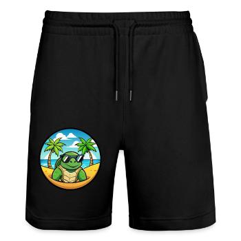Schildkröte Lustige Cartoon Sommer Strand Sonnenbrille Cool - Stanley/Stella Unisex Bio Joggingshorts Trainer  - Schwarz - Vorne - Nik (191cm) & Marisol (170cm)