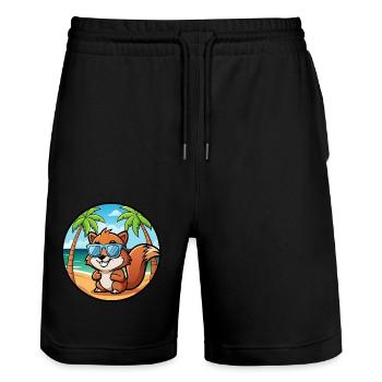 Écureuil Drôle Dessin Animé Plage Été Lunettes de soleil - Short de jogging bio TRAINER Stanley/Stella unisexe - noir - Devant - Nik (191cm) & Marisol (170cm)