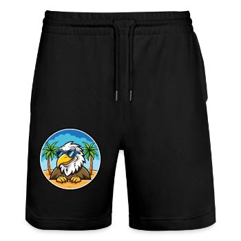 Adler Lustige Cartoon Sommer Strand Sonnenbrille Cool - Stanley/Stella Unisex Bio Joggingshorts Trainer  - Schwarz - Vorne - Nik (191cm) & Marisol (170cm)