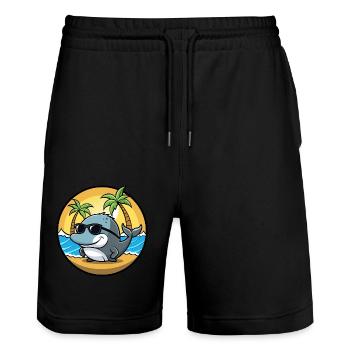 Baleine Drôle Dessin Animé Plage D’été Lunettes De Soleil Cool - Short de jogging bio TRAINER Stanley/Stella unisexe - noir - Devant - Nik (191cm) & Marisol (170cm)