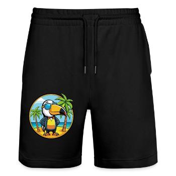 Tukan Lustige Cartoon Sommer Strand Sonnenbrille Cool - Stanley/Stella Unisex Bio Joggingshorts Trainer  - Schwarz - Vorne - Nik (191cm) & Marisol (170cm)