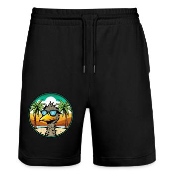 Emu Lustige Cartoon Sommer Strand Sonnenbrille Aufkleber - Stanley/Stella Unisex Bio Joggingshorts Trainer  - Schwarz - Vorne - Nik (191cm) & Marisol (170cm)
