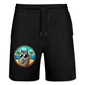 Pferd Lustig Cartoon Sommer Strand Sonnenbrille Cool - Stanley/Stella Unisex Bio Joggingshorts Trainer  - Schwarz - Vorne - Nik (191cm) & Marisol (170cm)
