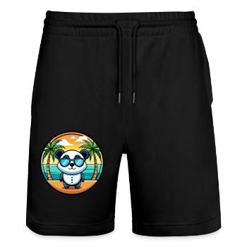 Panda Lustige Cartoon Sommer Strand Sonnenbrille Cool - Stanley/Stella Unisex Bio Joggingshorts Trainer  - Schwarz - Vorne - Nik (191cm) & Marisol (170cm)