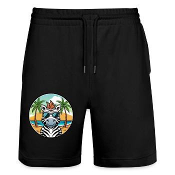 Zebra Lustige Cartoon Sommer Strand Sonnenbrille Cool - Stanley/Stella Unisex Bio Joggingshorts Trainer  - Schwarz - Vorne - Nik (191cm) & Marisol (170cm)