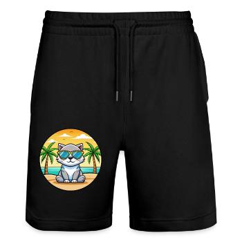 Scottish Fold Cat Breed Cartoon Lunettes de soleil Beach - Short de jogging bio TRAINER Stanley/Stella unisexe - noir - Devant - Nik (191cm) & Marisol (170cm)