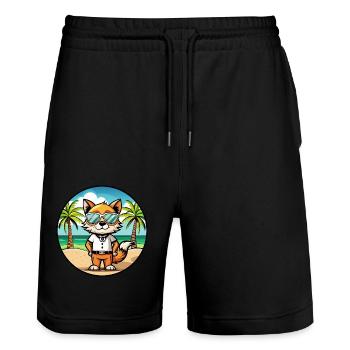 Javanische Katzenrasse Cartoon Sonnenbrille Strand - Stanley/Stella Unisex Bio Joggingshorts Trainer  - Schwarz - Vorne - Nik (191cm) & Marisol (170cm)