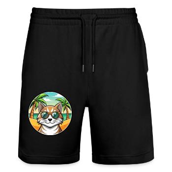 Siberian Cat Breed Cartoon Lunettes de soleil Beach - Short de jogging bio TRAINER Stanley/Stella unisexe - noir - Devant - Nik (191cm) & Marisol (170cm)
