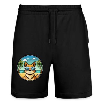 Tonkinois Race Chat Dessin Animé Lunettes De Soleil Plage - Short de jogging bio TRAINER Stanley/Stella unisexe - noir - Devant - Nik (191cm) & Marisol (170cm)