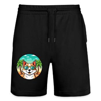 Lunettes de soleil de dessin animé de race de chat balinais plage - Short de jogging bio TRAINER Stanley/Stella unisexe - noir - Devant - Nik (191cm) & Marisol (170cm)