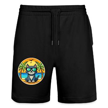 Bombay Katzenrasse Cartoon Sonnenbrille Strand - Stanley/Stella Unisex Bio Joggingshorts Trainer  - Schwarz - Vorne - Nik (191cm) & Marisol (170cm)
