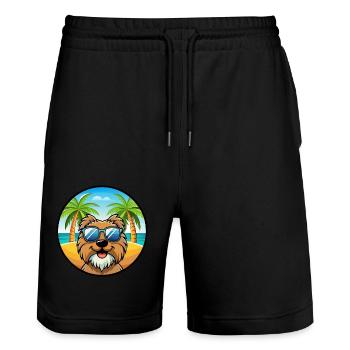 Barbet Dog Breed Cartoon Sunglasses Beach - Stanley/Stella Trainer Unisex Organic Jogging Shorts - black - Front - Nik (191cm) & Marisol (170cm)