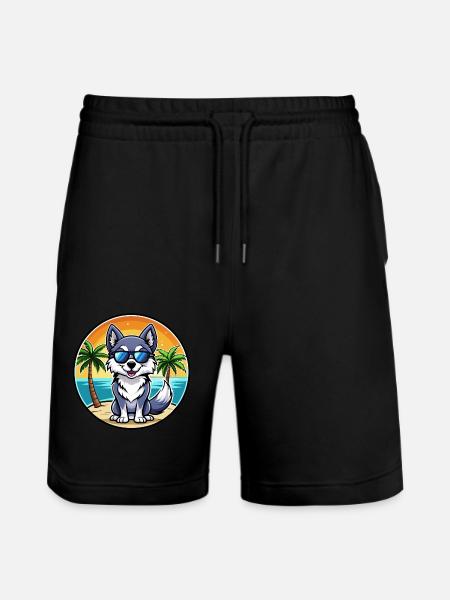 Alaskan Klee Kai Hunderasse Cartoon Sonnenbrille Strand - Stanley/Stella Unisex Bio Joggingshorts Trainer - Schwarz