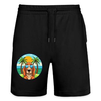 Basset Fauve De Bretagne Dog Breed Cartoon Beach - Stanley/Stella Trainer Unisex Organic Jogging Shorts - black - Front - Nik (191cm) & Marisol (170cm)